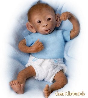 Bobo, baby monkey doll by Linda Murray